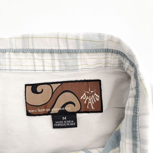 PrAna Mens Casual Button Down Shirt Plaid Short Sleeve White Medium - Picture 3 of 7